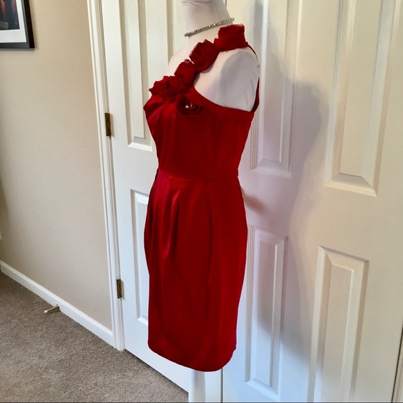 Bisou Bisou Red One Shoulder Cocktail Dress, S - Picture 12 of 12